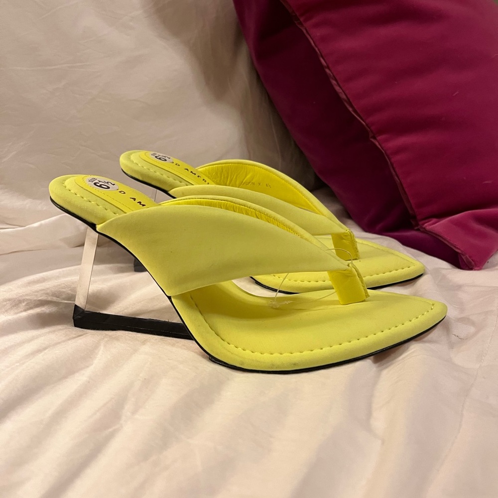 NWT Good American Yellow Neoprene Wedge Sandals - Vibrant & Chic